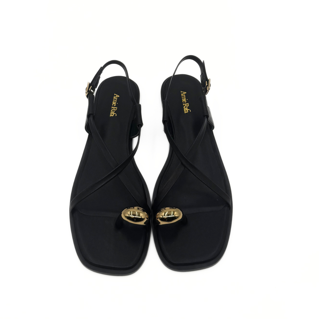 Laney Strappy Gold Toe Sandals - Black