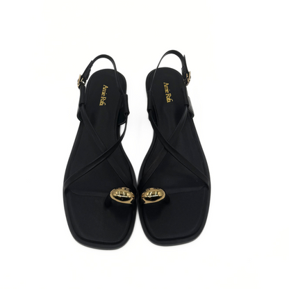 Laney Strappy Gold Toe Sandals - Black