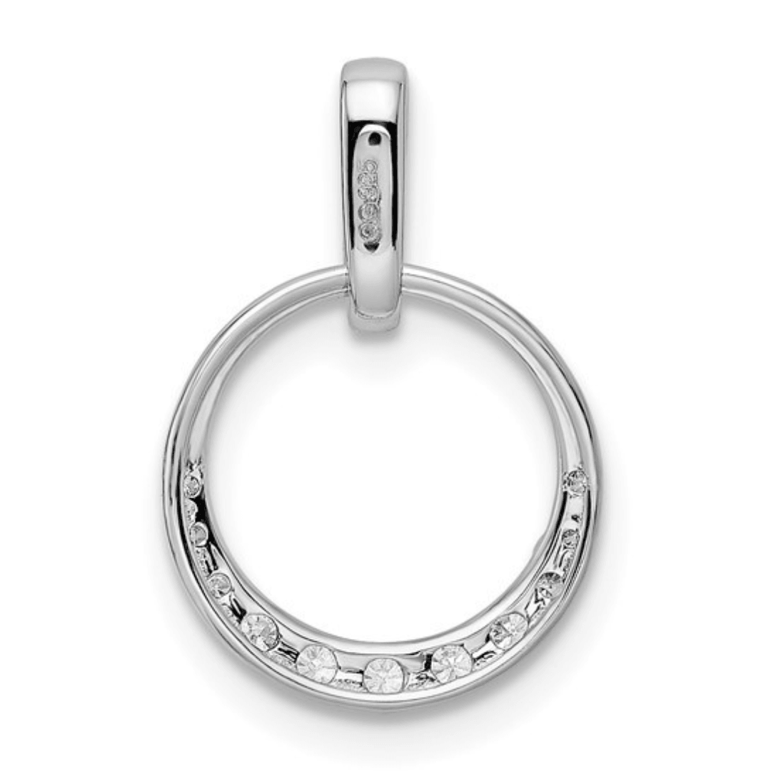14k White Gold Lab Diamond Open Circle Pendant
