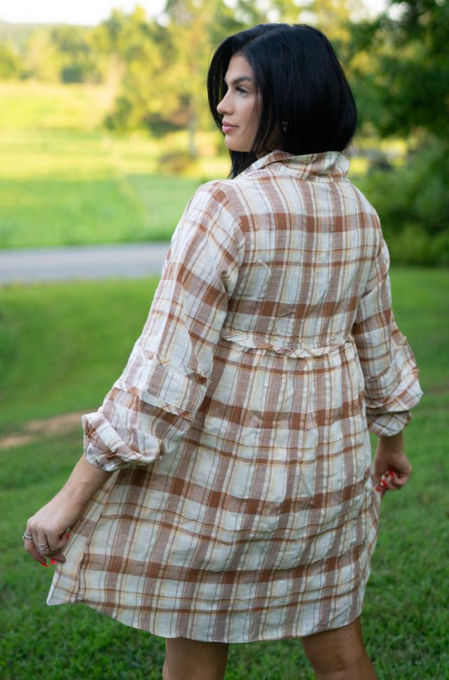 Threaded Pear Dana Plaid Babydoll Dress