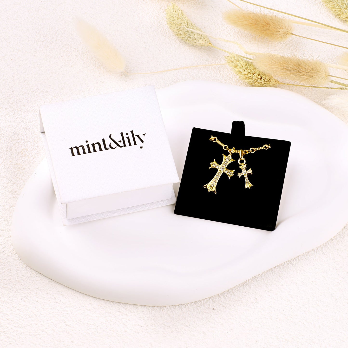 Mint & Lily Double Cross Pendant Necklace