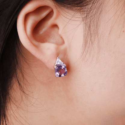 Natural Amethyst Octagon Stud Earrings