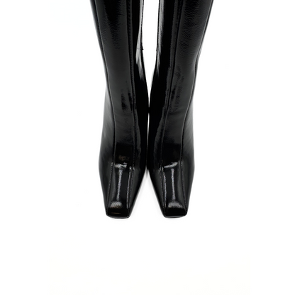 Mishel Patent Leather Knee High Boots - Black