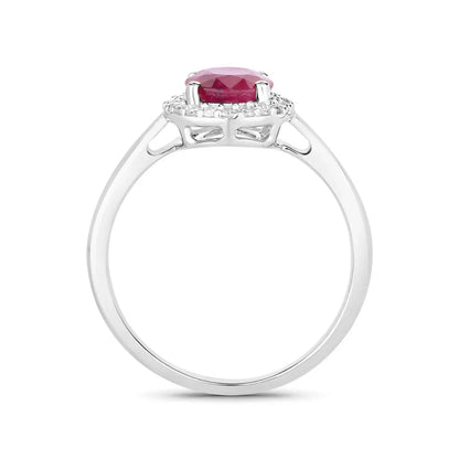 1.41 Ct Oval Pink Ruby Diamond Prong 10K Gold Halo Ring