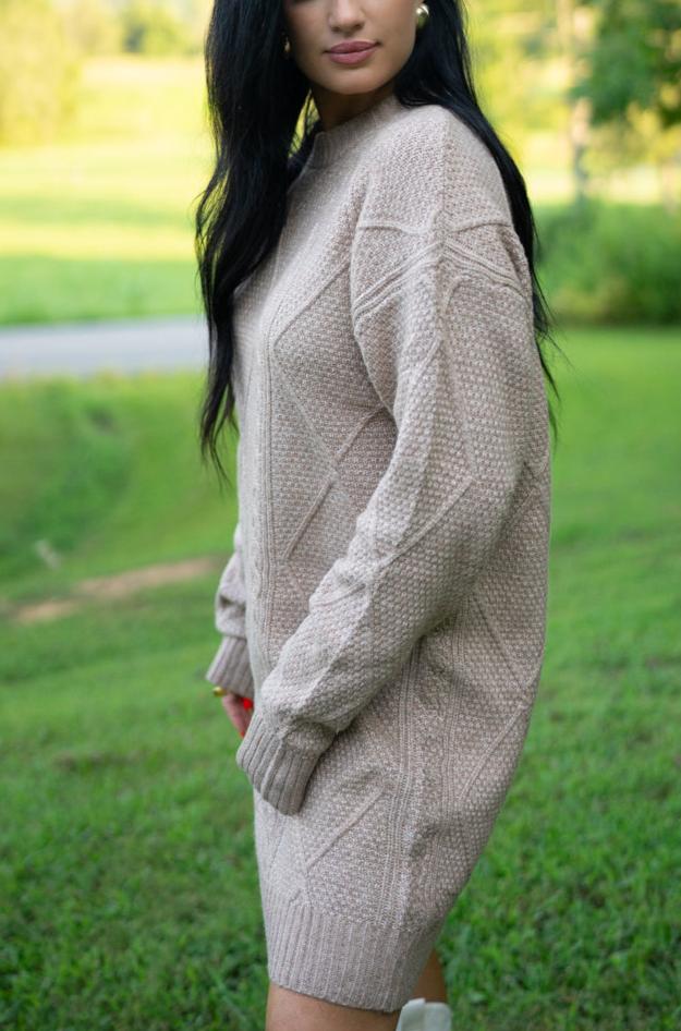 Threaded Pear Aura Cable Knit Sweater Dress