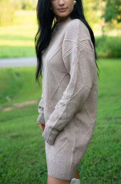 Threaded Pear Aura Cable Knit Sweater Dress