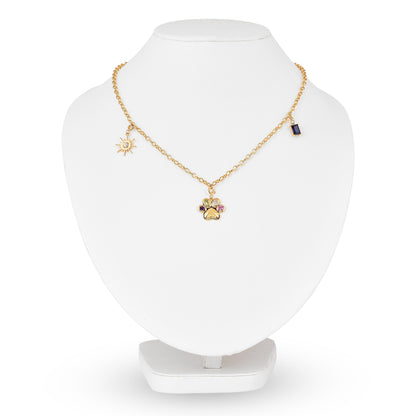 Paw Charm Necklace 18K Gold Over Silver
