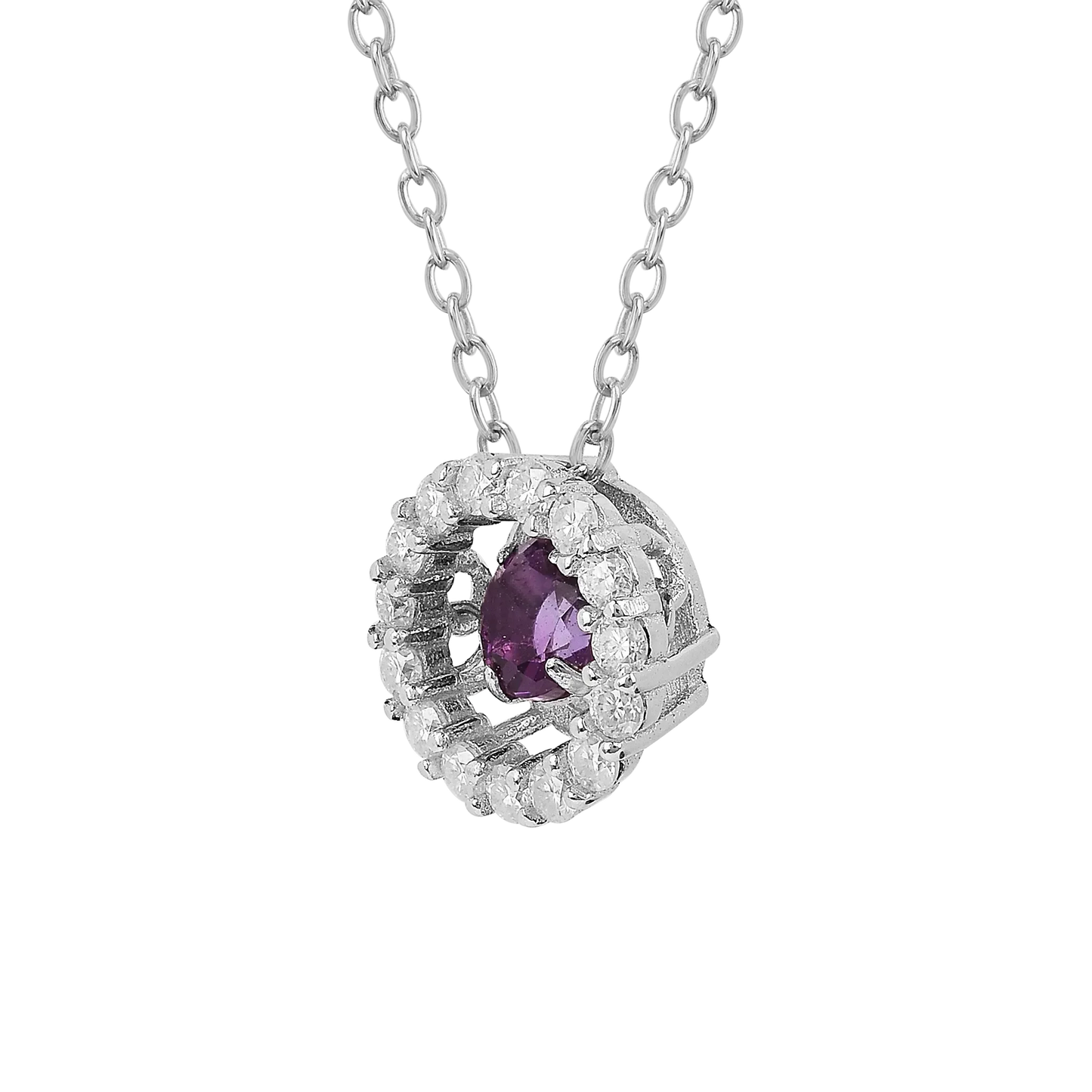 Natural Amethyst Dancing Stone Halo Necklace