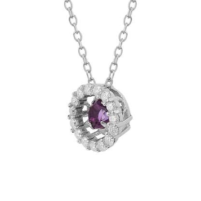 Natural Amethyst Dancing Stone Halo Necklace