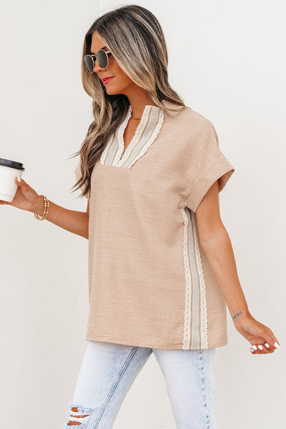 Threaded Pear Jessica Rolled Short Sleeve Blouse