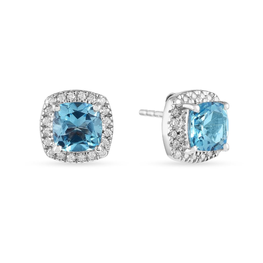 Earrings and Necklace Natural Cushion Blue Topaz Jewelry Sets