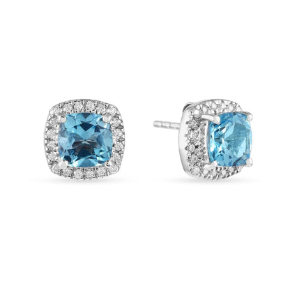 Earrings and Necklace Natural Cushion Blue Topaz Jewelry Sets