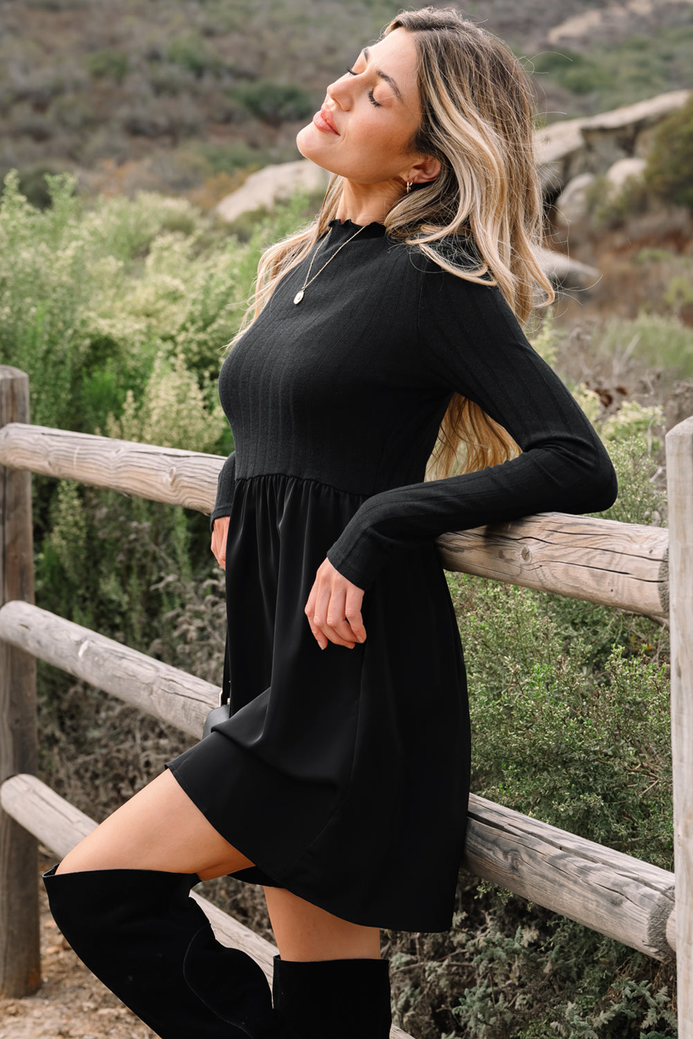 Threaded Pear Beajena Long Sleeve Mini Dress