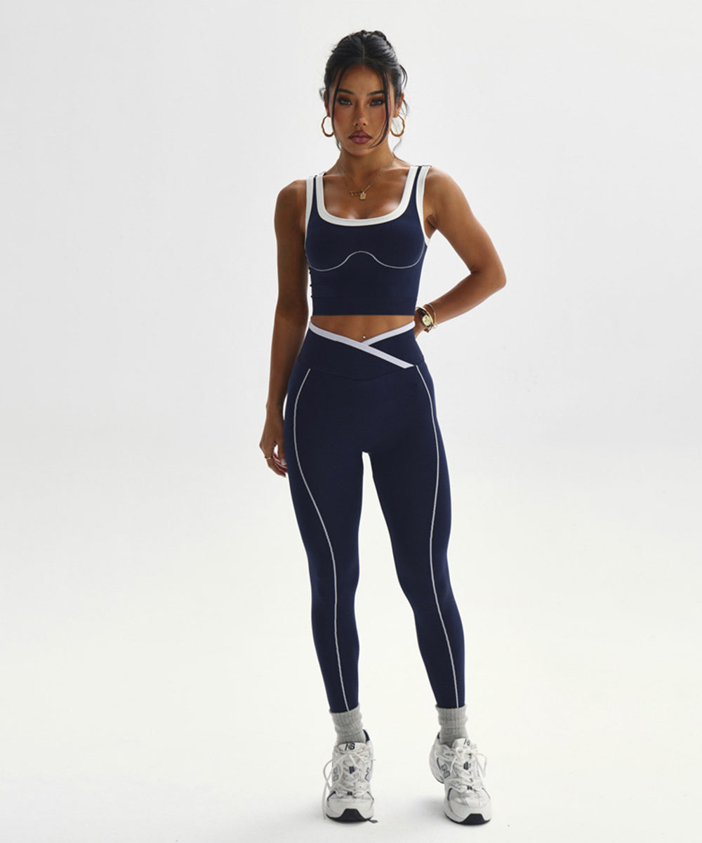 Contrast Binding V-Waist Activewear Set