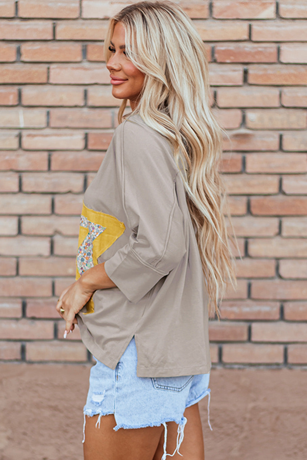 Naomi Floral Starbust Exposed Seam Mineral Wash Top by Threaded Pear