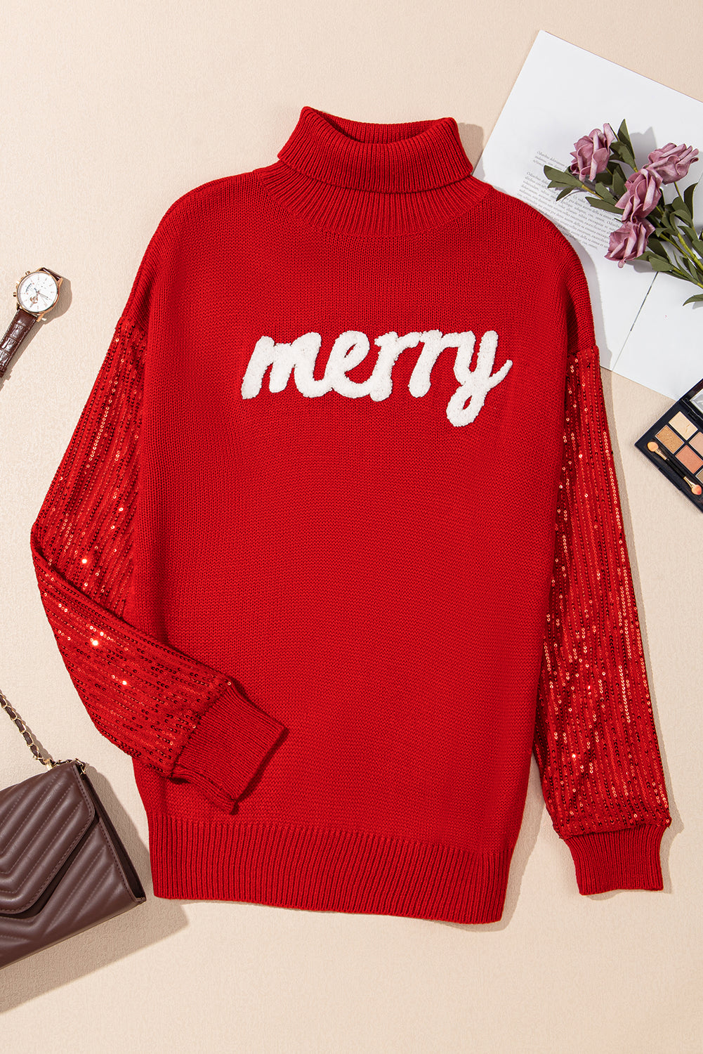 Threaded Pear Isabella Sleeves Christmas Turtleneck Sweater
