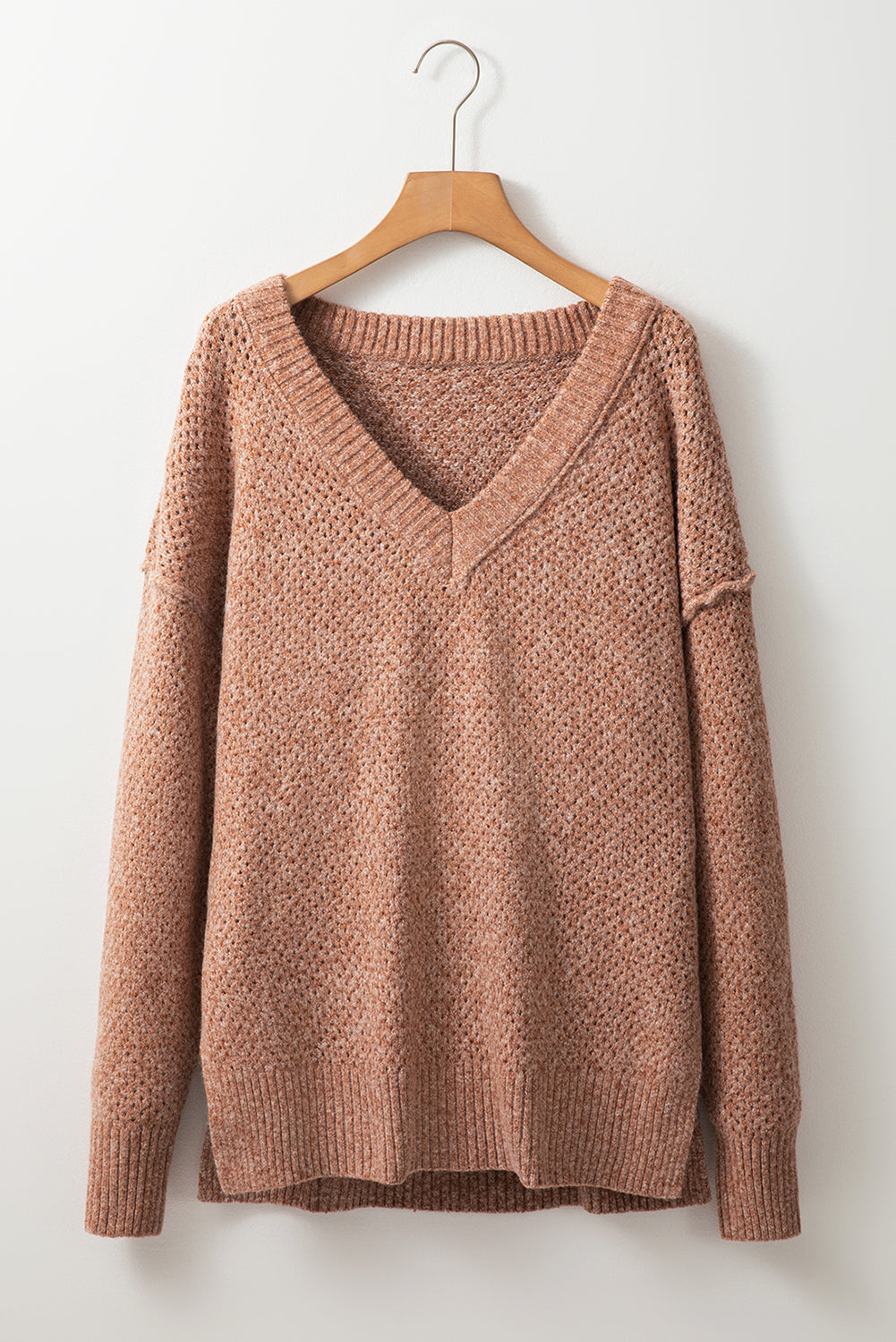 Threaded Pear Luciana Eyelet Drop Shoulder Sweater