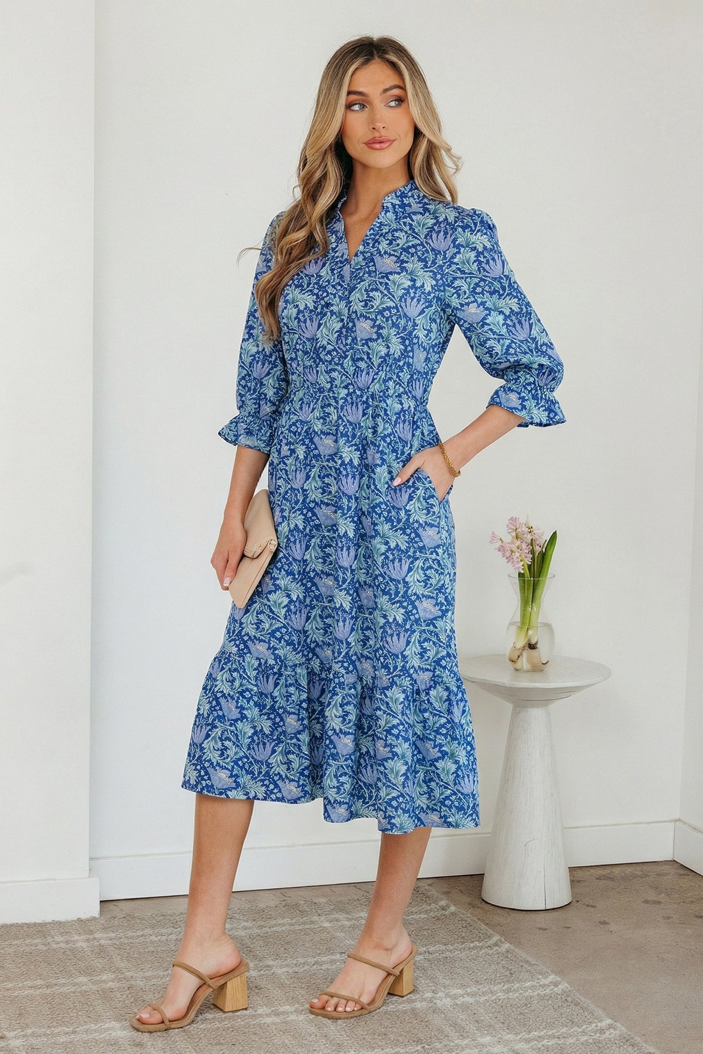Threaded Pear Athena Bracelet Sleeve Long Dress