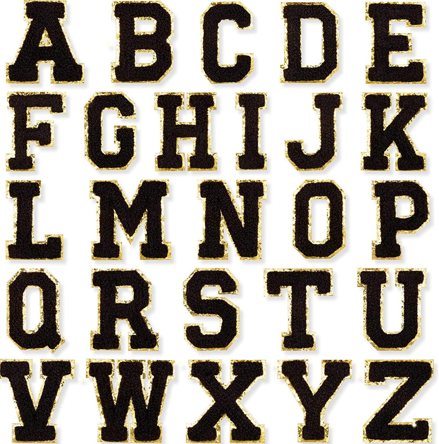 Black Self Adhesive Chenille Letters Patches - Black / B
