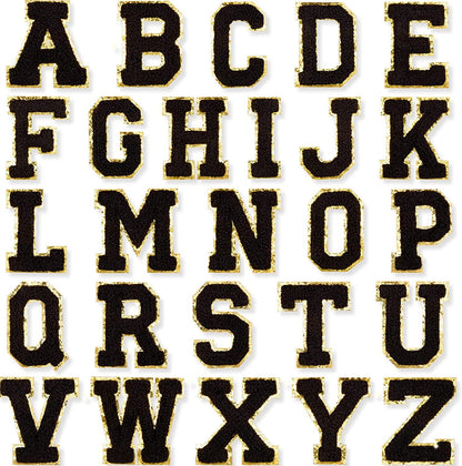 Black Self Adhesive Chenille Letters Patches - Black / B