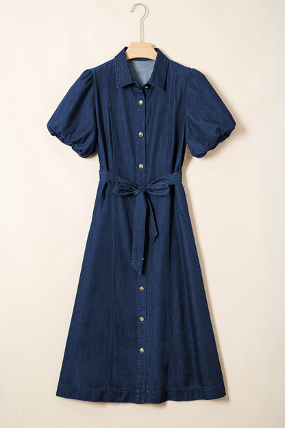 Threaded Pear Makayla Bubble Sleeve Long Dress