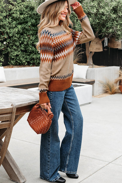 Threaded Pear Eva Aztec Crew Neck Sweater