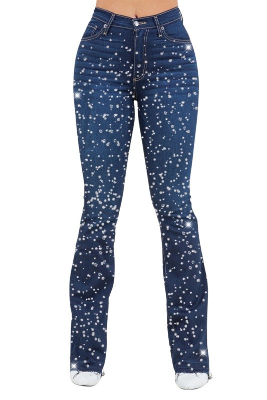 GJG Denim |Galaxy Glow Rhinestone Boot Cut Jean