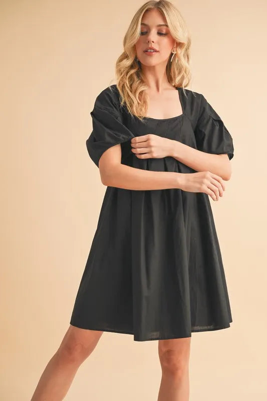 Aemi + Co Square Neck Babydoll Dress with Pockets