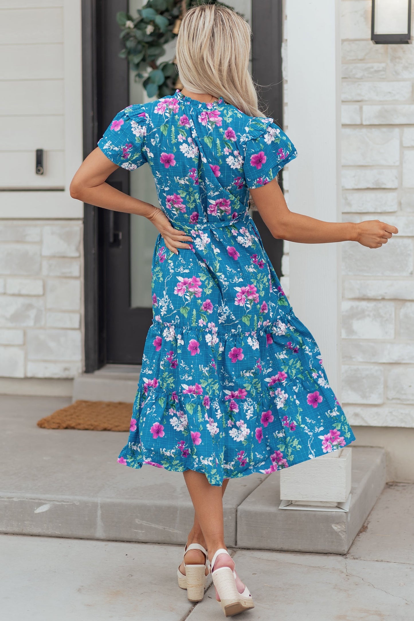 Threaded Pear Tessa Tie Belted Long Dress