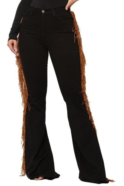 GJG Denim Fringe Bell Bottom Jean - inseam 30