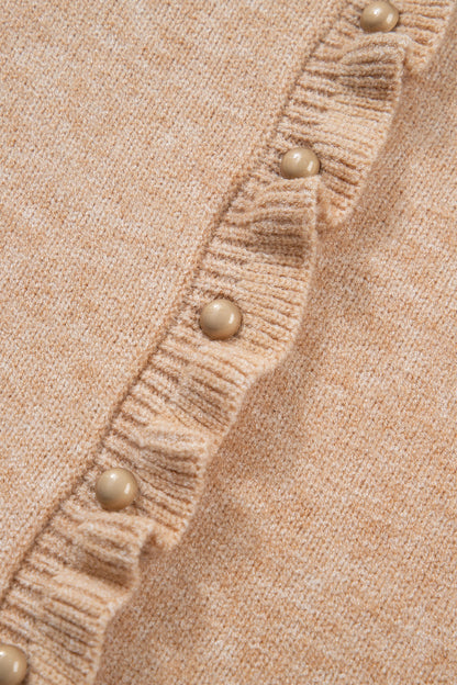 Threaded Pear Yamileth Oatmeal Ruffle Trim Sweater