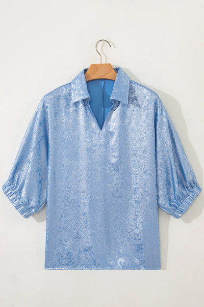 Threaded Pear Jolene Half Sleeve Metallic Top