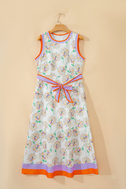 Threaded Pear Daphne Belted Sleeveless Maxi Dress