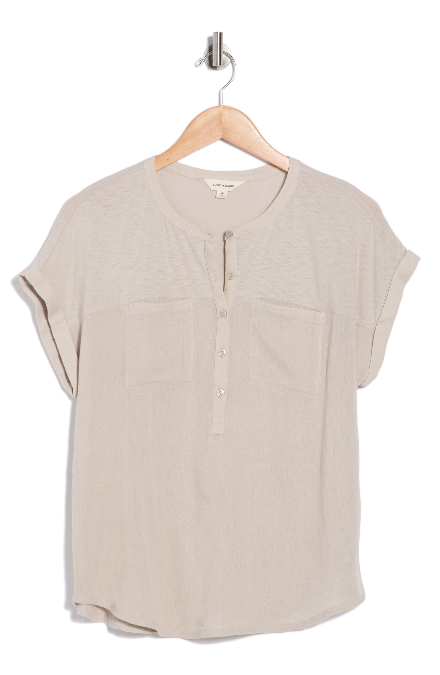 Lucky Brand Women's Mixed Media Henley - Dove