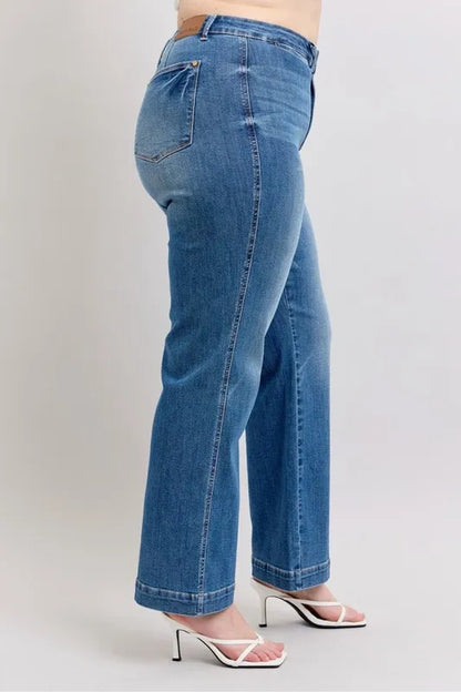 Judy Blue Full Size High Waist Contrast Thread Straight Plus Size