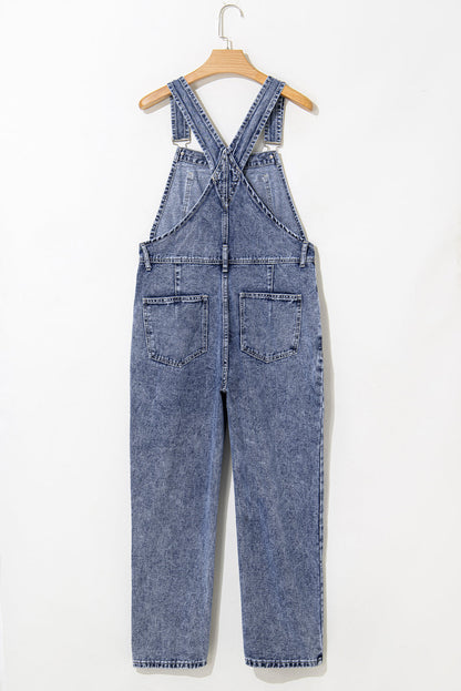 Piper Denim Straight Leg Jumpsuit with Pockets - Threaded Pear