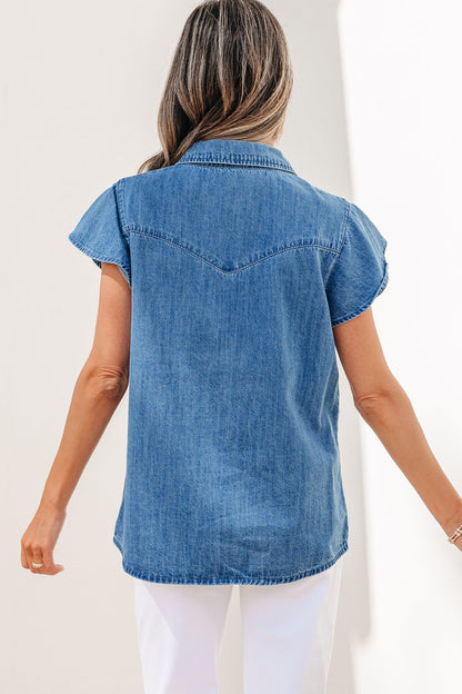 Threaded Pear Keyla Ruffled Short Sleeve Shirt