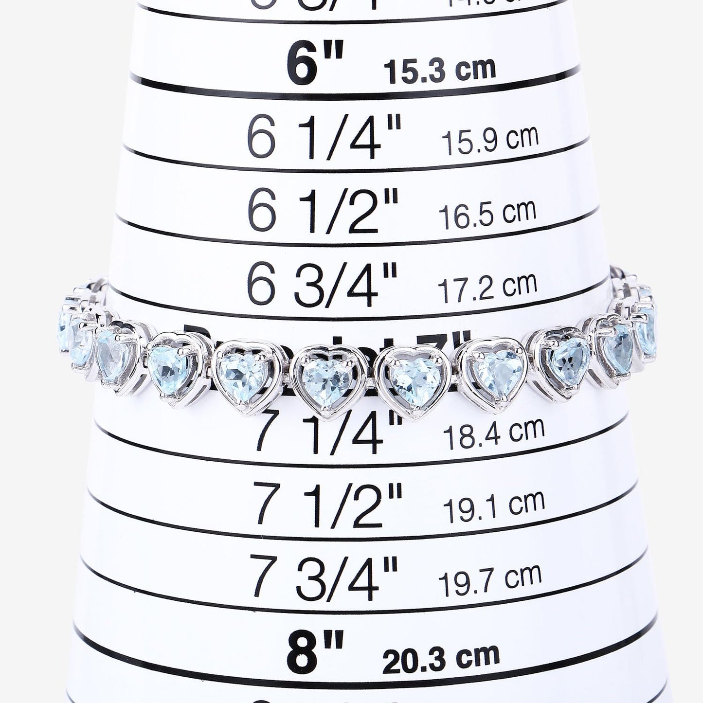 Heart Blue Topaz Prong Silver Tennis Bracelet