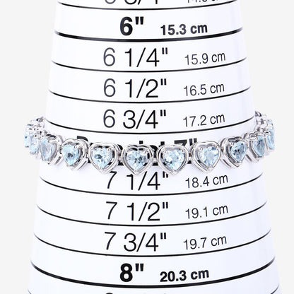 Heart Blue Topaz Prong Silver Tennis Bracelet