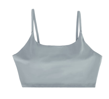 Women Strap Sport Bras Padded Strappy Crop Square Neck Low Impact Bras Sexy Fitness Tank Tops with Removable Pads Flat Straps for Gym Yoga Workout Run