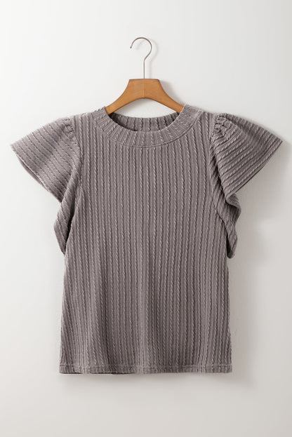 Threaded Pear Brynn Textured Flutter Sleeve Top