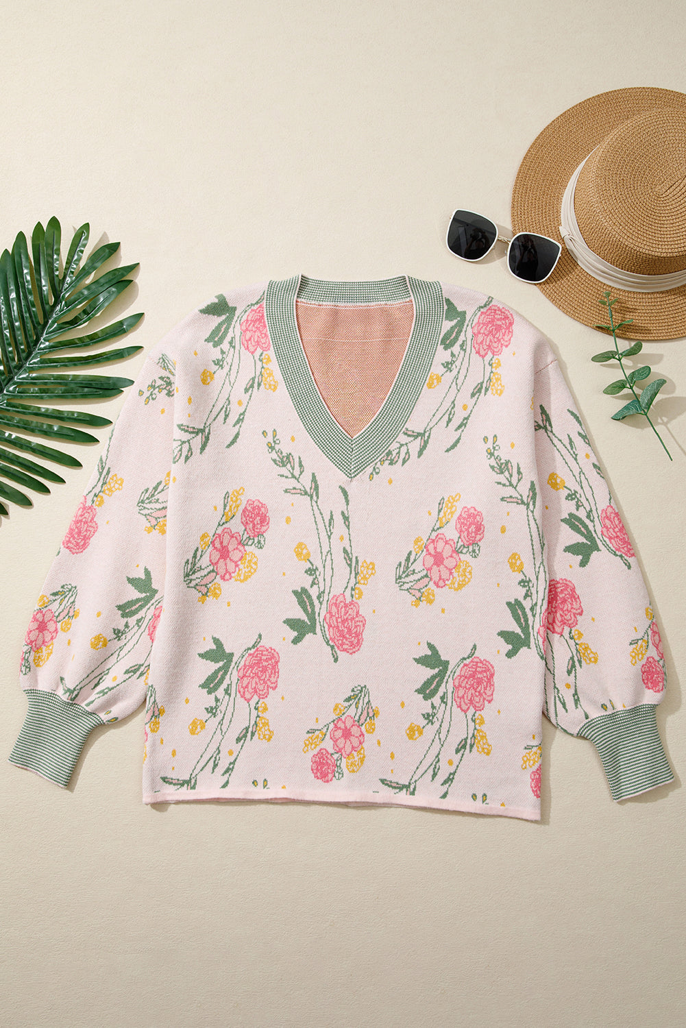 Threaded Pear Clarimina Pattern Striped Loose Sweater