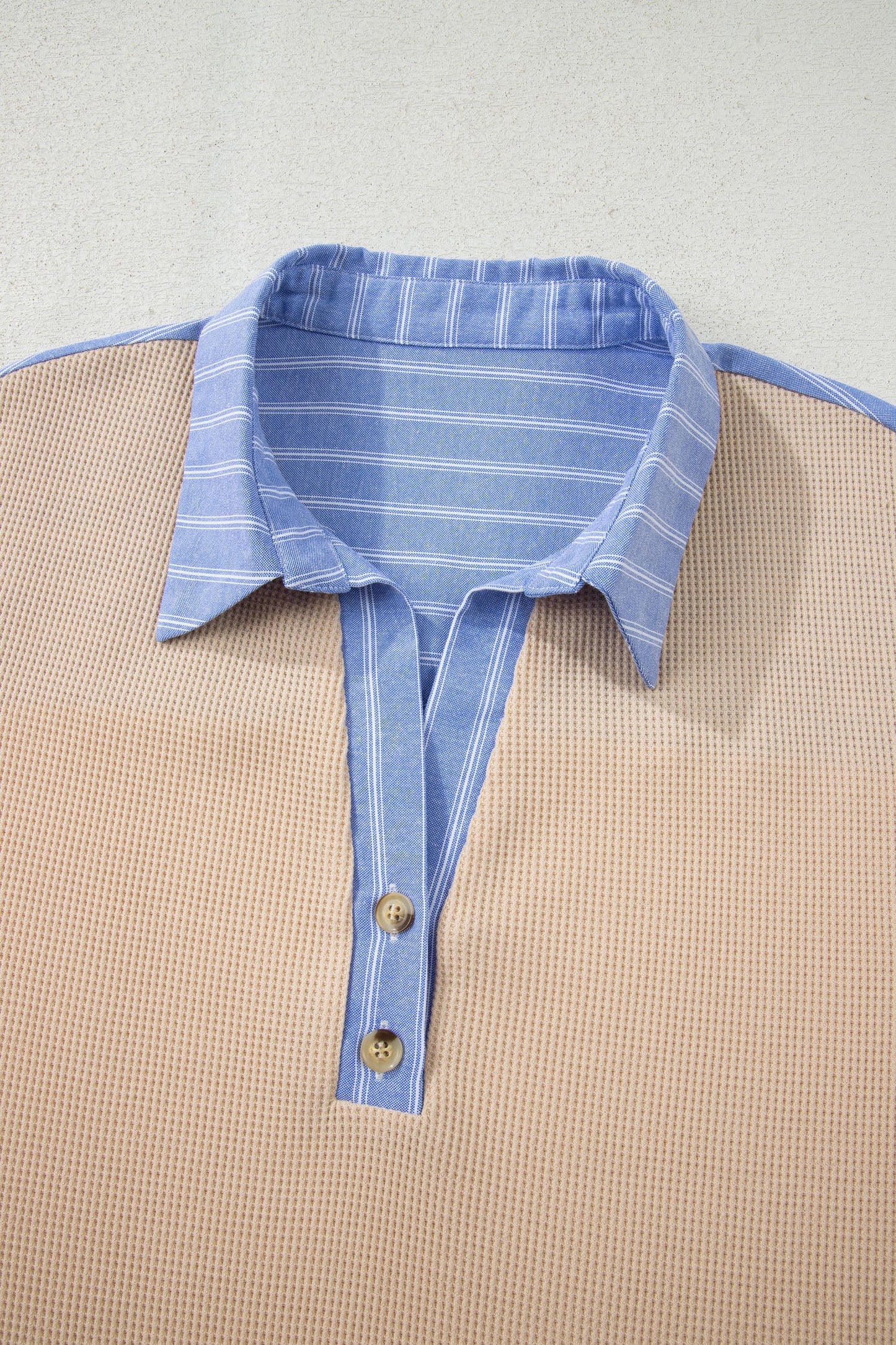 Threaded Pear Evelynn Waffle Knit Collared PLUS Top