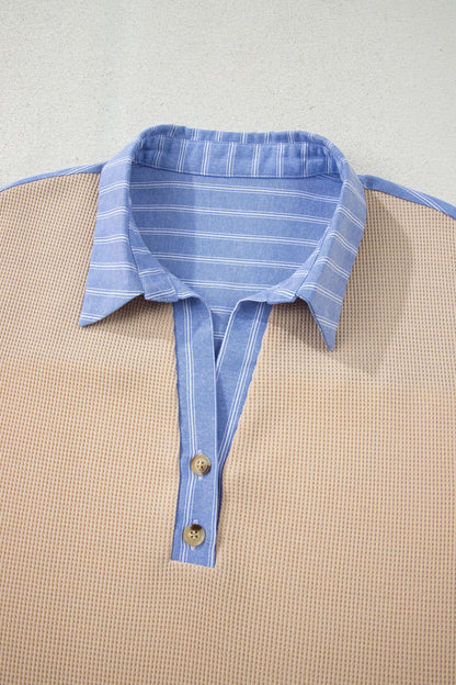 Threaded Pear Evelynn Waffle Knit Collared PLUS Top