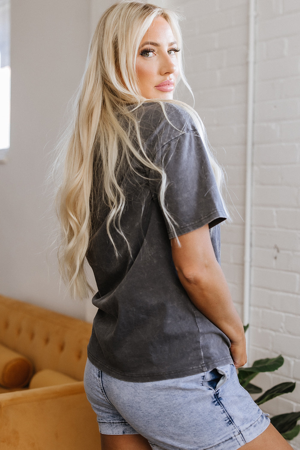 Threaded Pear Kindness Butterflies Mineral Wash Loose Tee