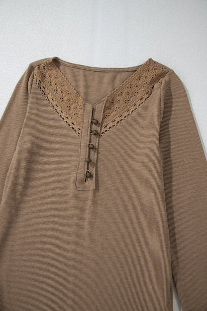 Threaded Pear Khaleesi anglaise Broider Ribbed Long Sleeve Top