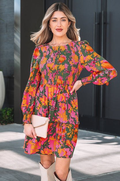 Threaded Pear Anna Smocked Ruffled Mini Dress