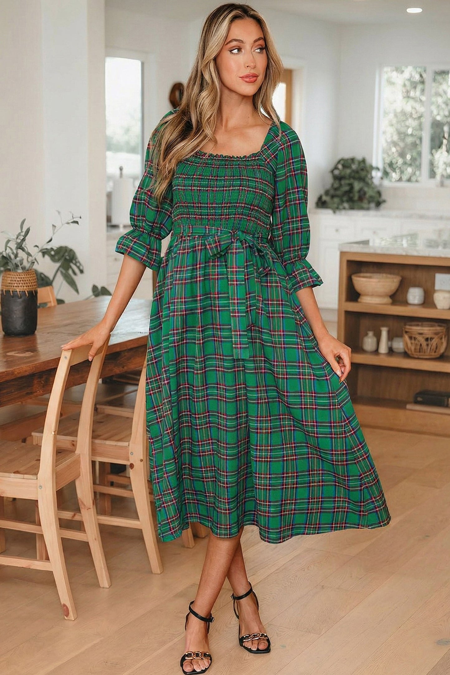 Threaded Pear Scarlett Waist Flared Midi Dress
