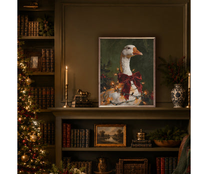 Kendrick Home Christmas Goose With Velvet Bow