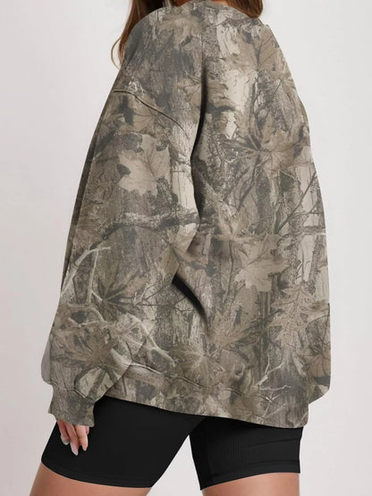Oversized Printed Crew Neck Sweatshirt
